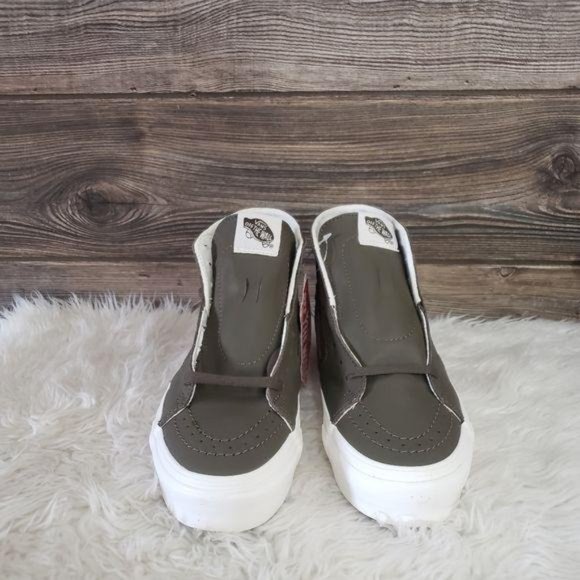 New Vans Sk8-Hi Tapered Soft Leather Olive Green - Picture 2 of 8